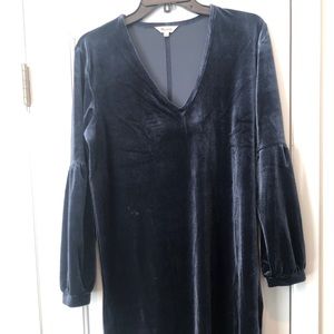 Velvet Balloon-Sleeve Dress / MEDIUM / DEEP NAVY